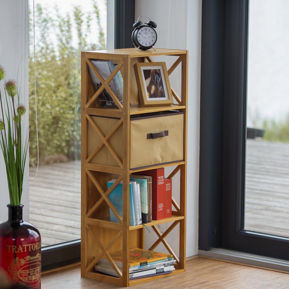 B2X Mensola in bambù con cestino  