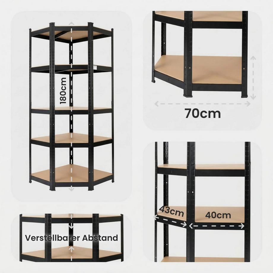Arebos Étagère pour charges lourdes Étagère d'angle  