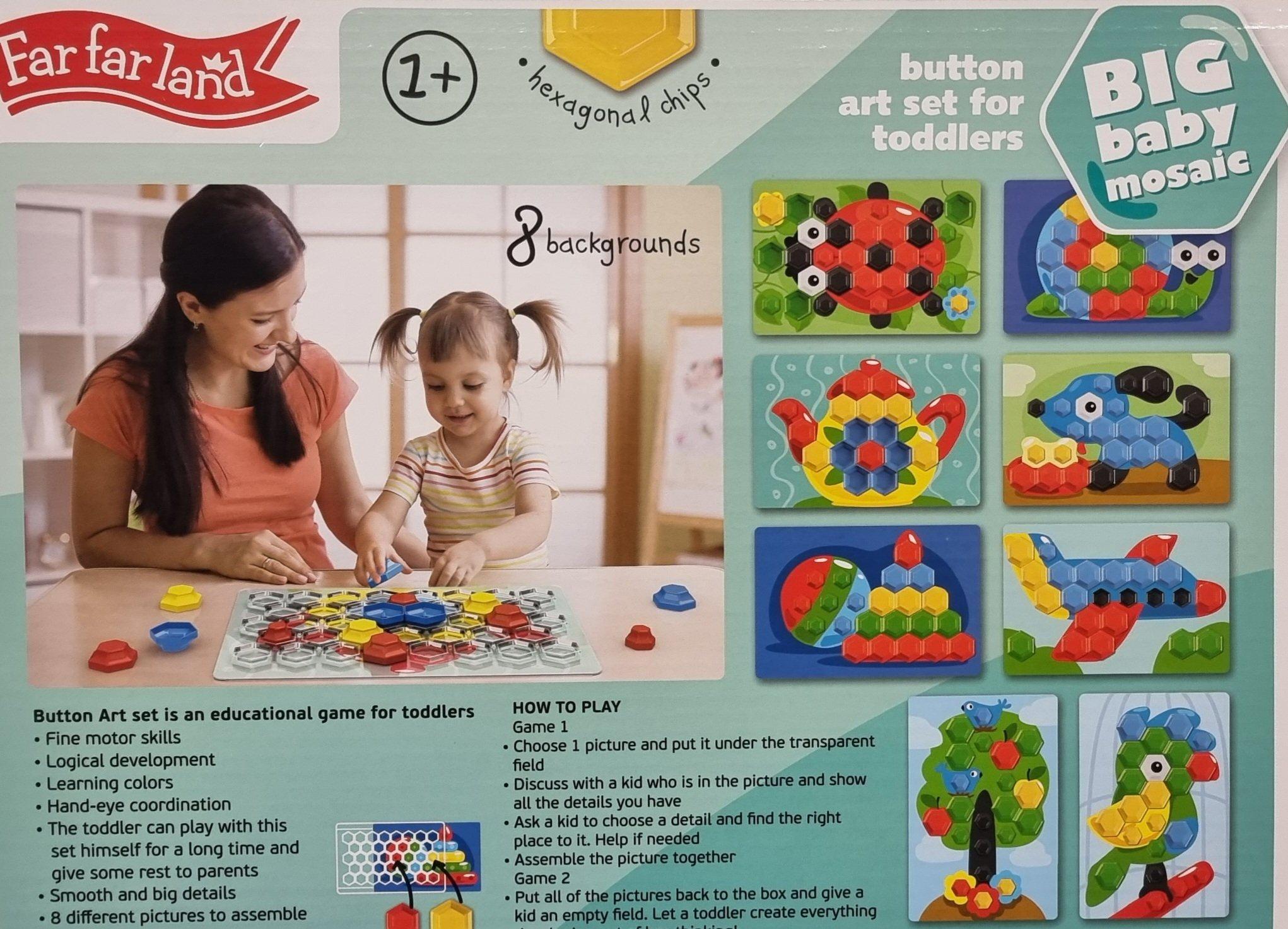 Montessori  Big Baby MosaicMosaik - 52 hexagonal chipsHexagone - Spass am LernenSpielen Montessori® by Far far land 