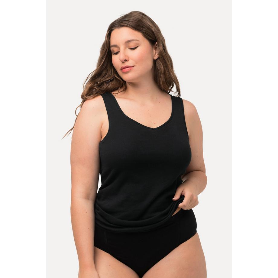 Ulla Popken Maillot de corps col V en jersey de coton  