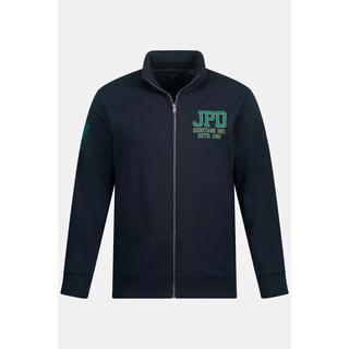 JP1880  Giacca felpata con zip e colletto alto, caldissima e confortevole blu scuro 