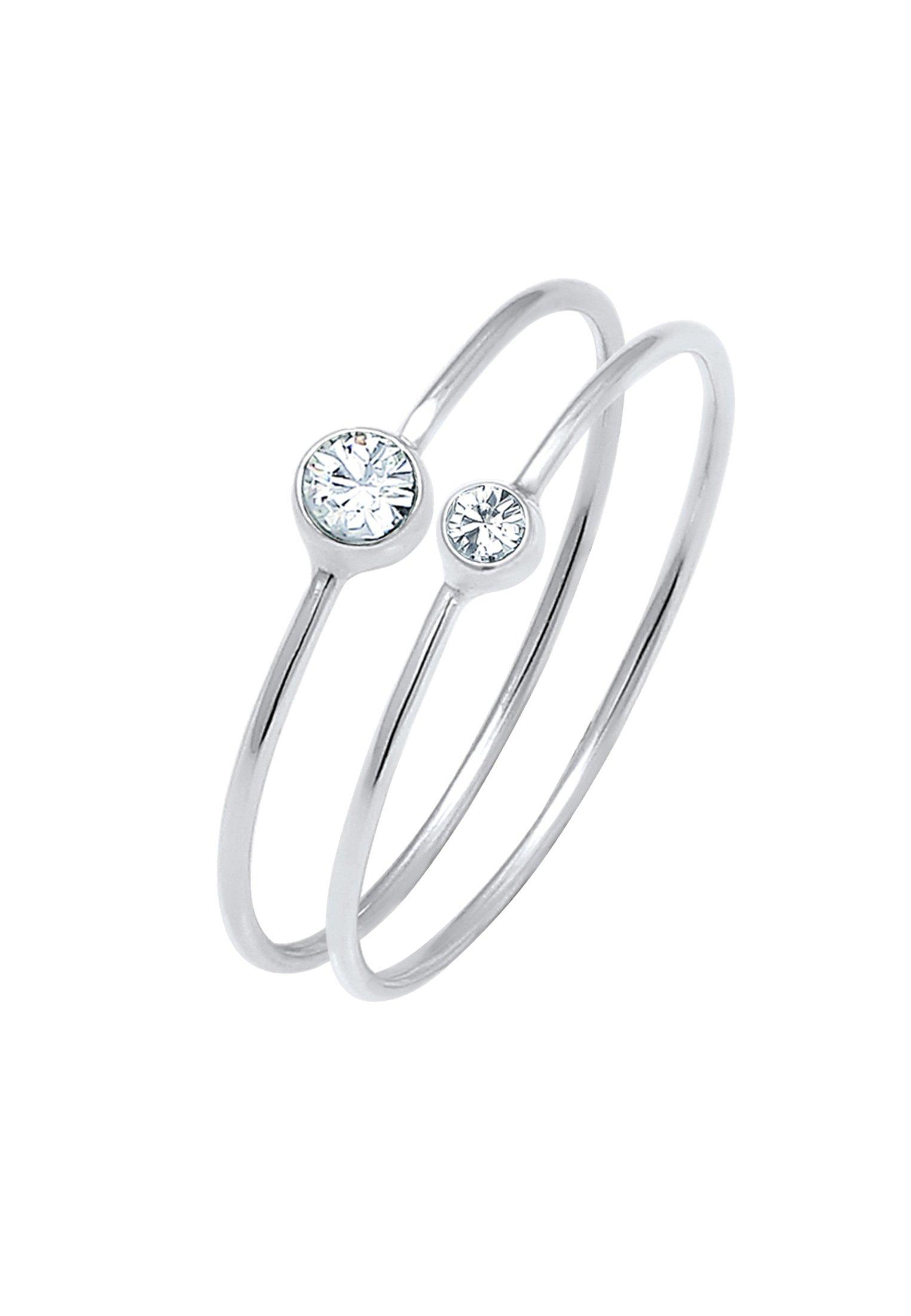 Image of Ring 2er Set Kristalle Damen Silber 60mm