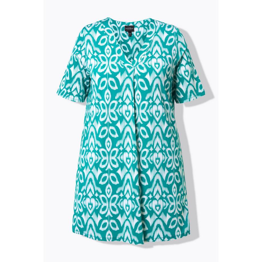 Ulla Popken Slinky Longshirt Florales Design V-Ausschnitt Halbarm  