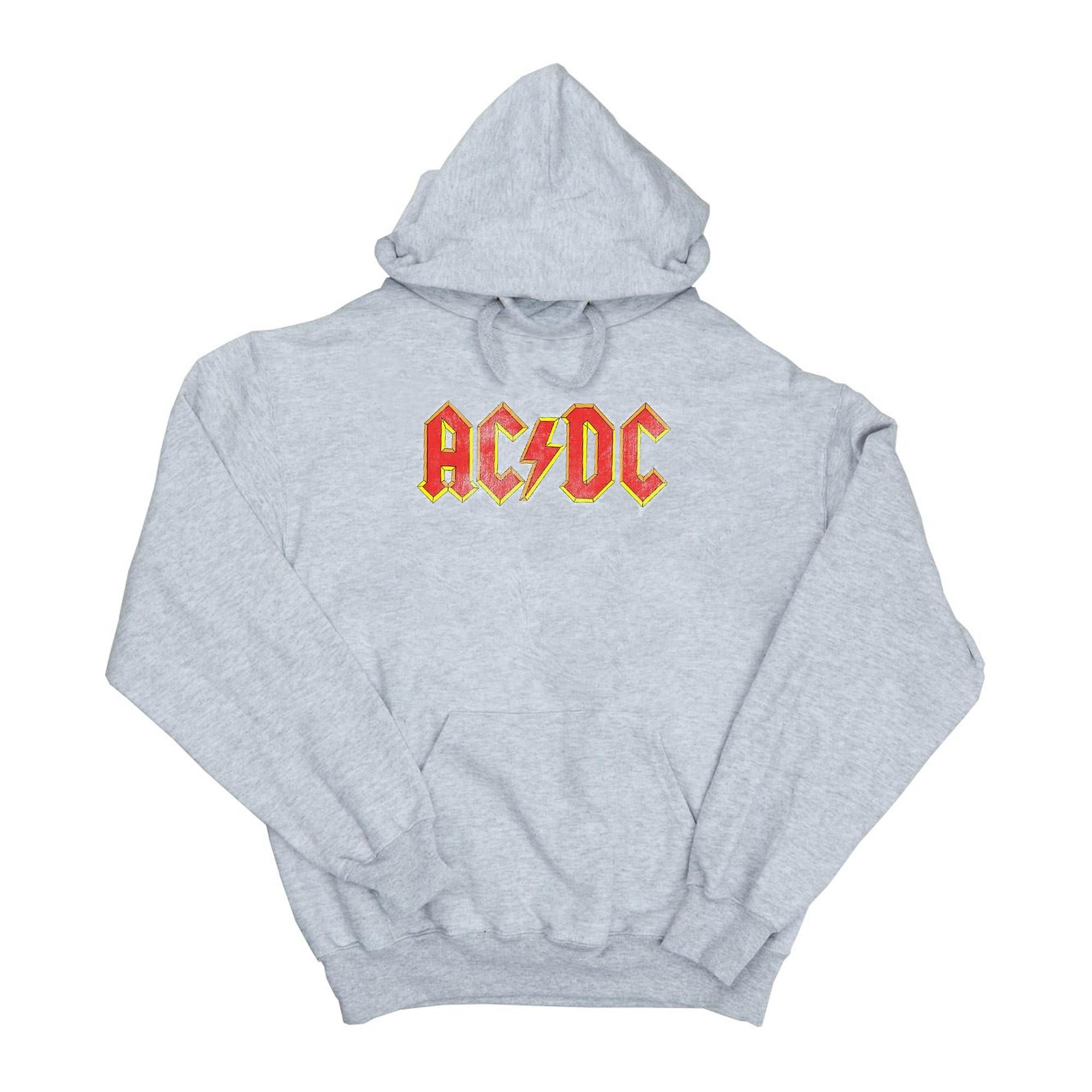 Image of Acdc Distressed Red Logo Kapuzenpullover Herren Grau L