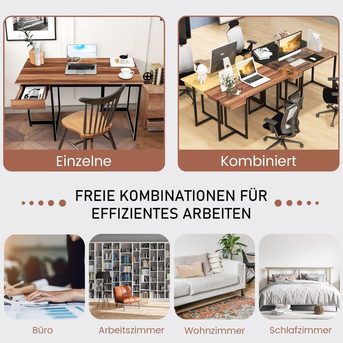 Northio Bureau d'ordinateur avec tiroir et patins réglables Bureau d'ordinateur en noyer  