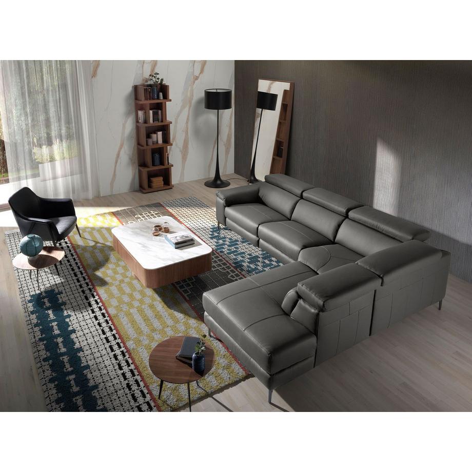 ANGEL CERDA Canapé d'angle relax droite en cuir gris foncé  