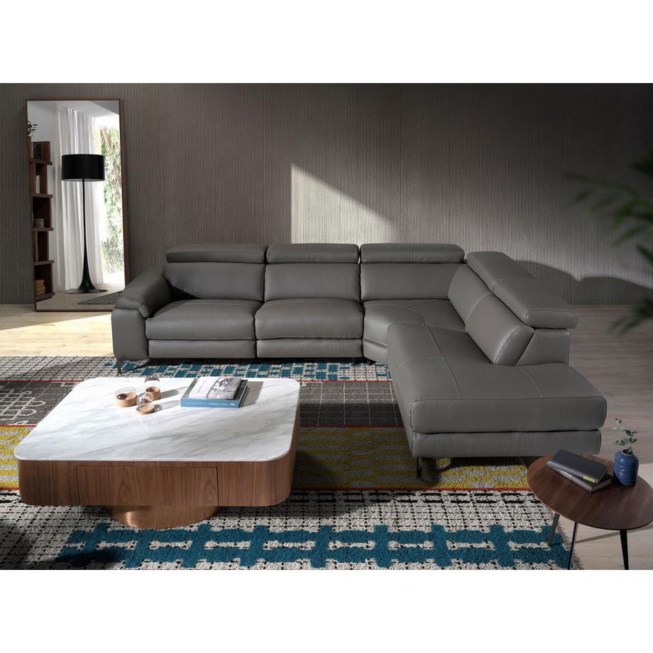 ANGEL CERDA Canapé d'angle relax droite en cuir gris foncé  