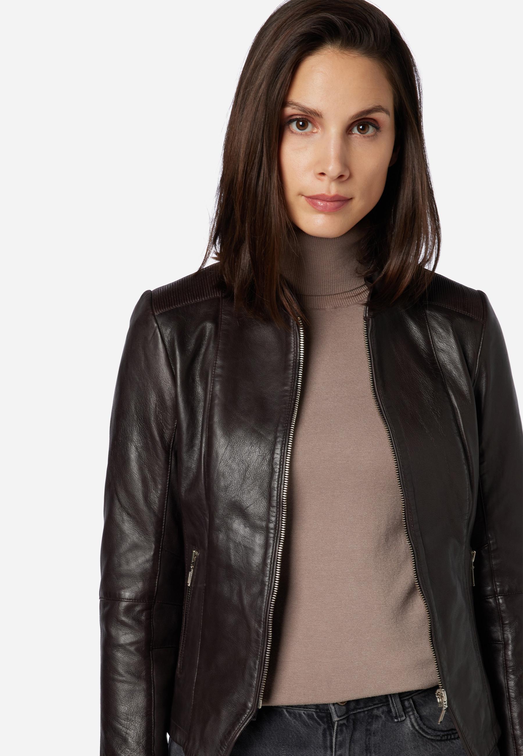 RICANO  Veste en cuir s Abigale, style classique en cuir d'agneau ultra doux 