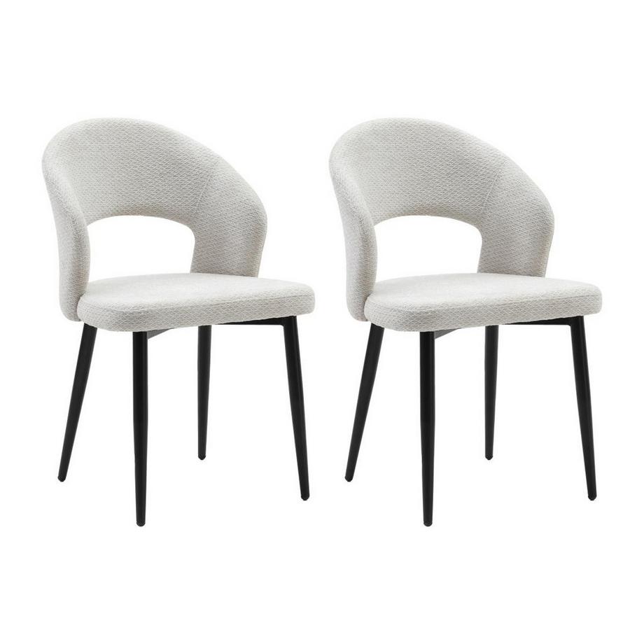 Lot de 2 chaises en tissu et métal noir - Gris - NIYAMA