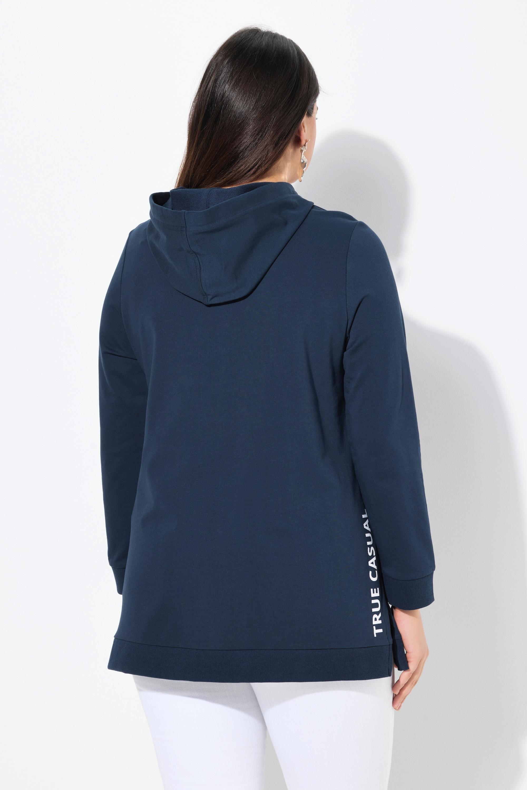 Ulla Popken  Long sweat-shirt à capuche, manches longues et coupe évasée 