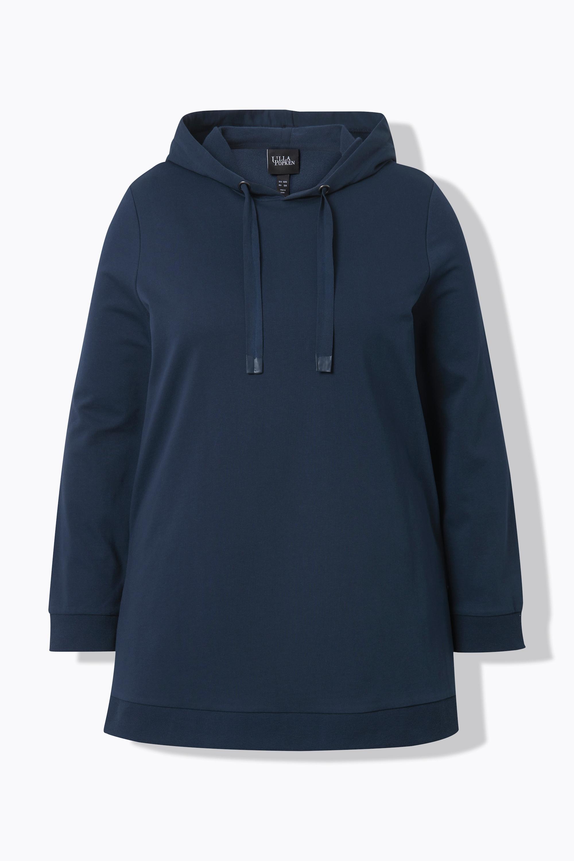 Ulla Popken  Long sweat-shirt à capuche, manches longues et coupe évasée 