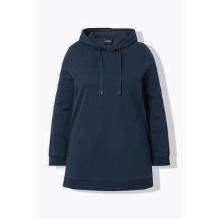 Ulla Popken  Long sweat-shirt à capuche, manches longues et coupe évasée 