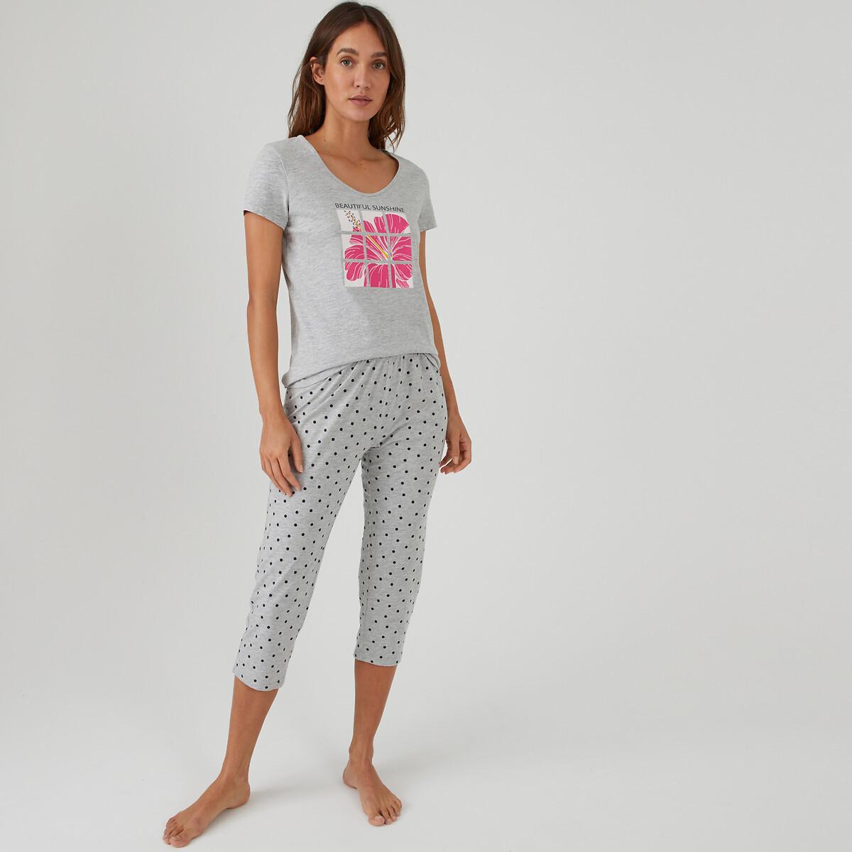 Image of Pyjama Damen Weiss Bedruckt 42