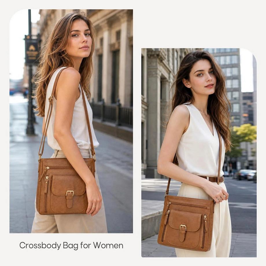 Only-bags.store Wasserdichte Umhängetasche für Damen mit mehreren Fächern  