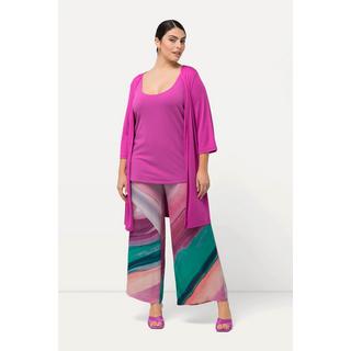 Ulla Popken  Pantalon avec dégradé de couleurs, jambe large et taille élastique 