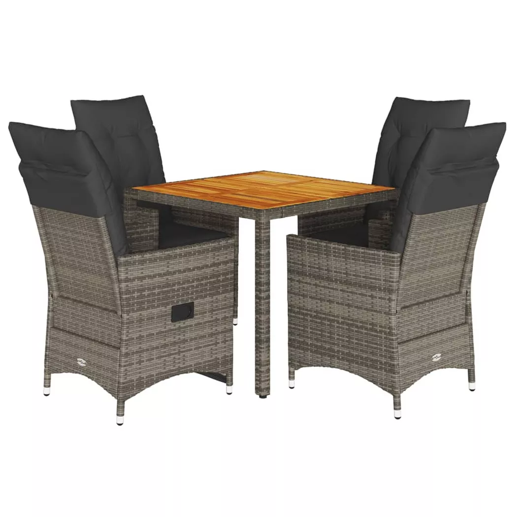 VidaXL - set da pranzo da giardino Polirattan, One Size, Grigio