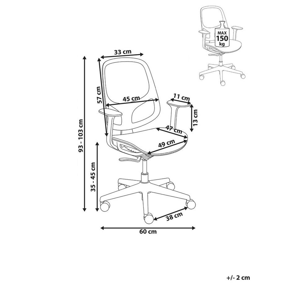 Beliani Chaise de bureau en Tissu maillé Moderne AERI  