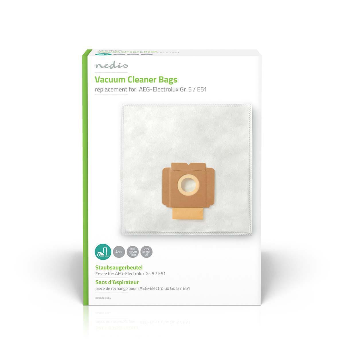 Nedis Sacchetto per aspirapolvere | 4 pz. | Sintetico | Più venduto per: Electrolux | Bianco  