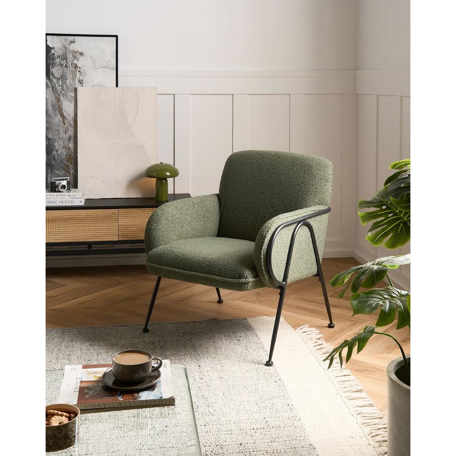 Beliani Fauteuil en Bouclé Minimaliste TRYSNES  
