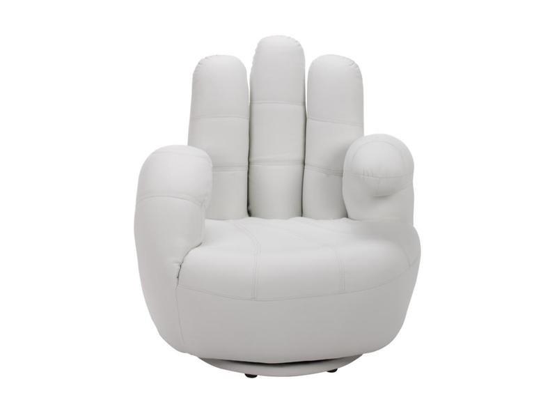 Vente-unique Poltrona a forma di mano girevole in similpelle Bianco CATCHY  