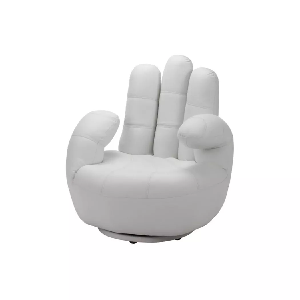 Vente-unique - Fauteuil main pivotant catchy en simili - Blanc