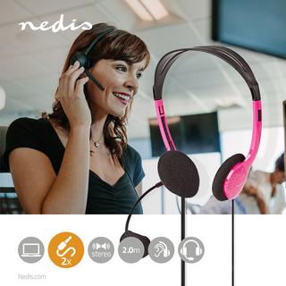 Nedis  PC -Headset | On-Ear | Stereo | 2x 3,5 mm | Faltbares Mikrofon | Rosa 
