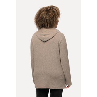 Ulla Popken  Sweat-shirt à capuche et manches longues, texture gaufrée 