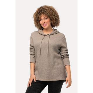 Ulla Popken  Sweat-shirt à capuche et manches longues, texture gaufrée 