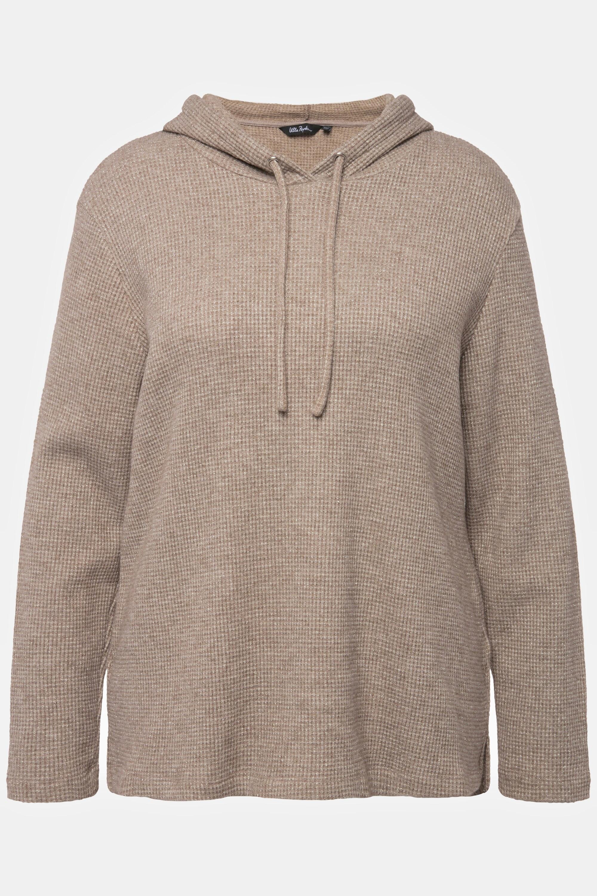 Ulla Popken  Sweat-shirt à capuche et manches longues, texture gaufrée 