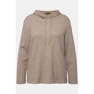 Ulla Popken  Sweat-shirt à capuche et manches longues, texture gaufrée 