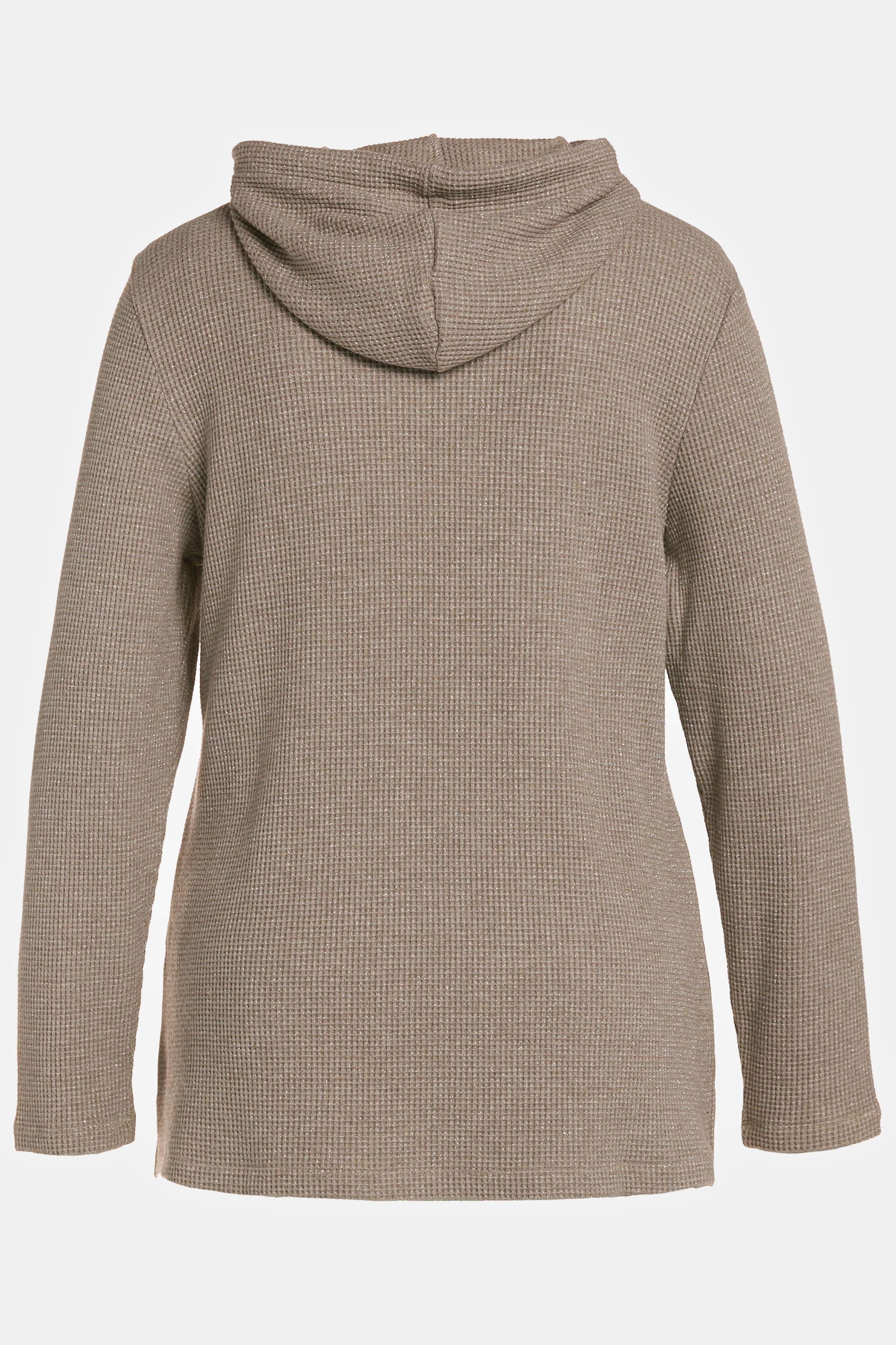 Ulla Popken  Sweat-shirt à capuche et manches longues, texture gaufrée 