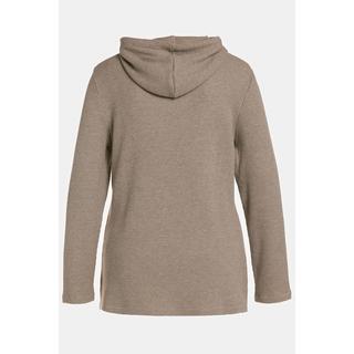 Ulla Popken  Sweat-shirt à capuche et manches longues, texture gaufrée 