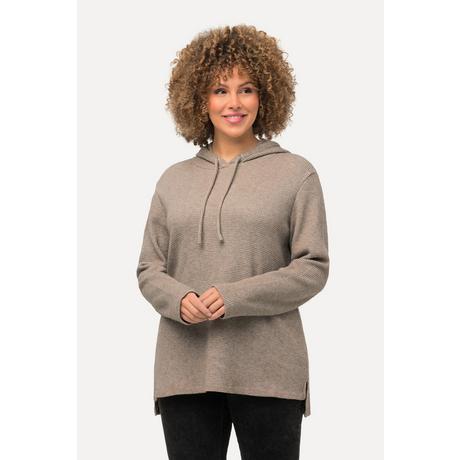 Ulla Popken  Sweat-shirt à capuche et manches longues, texture gaufrée 