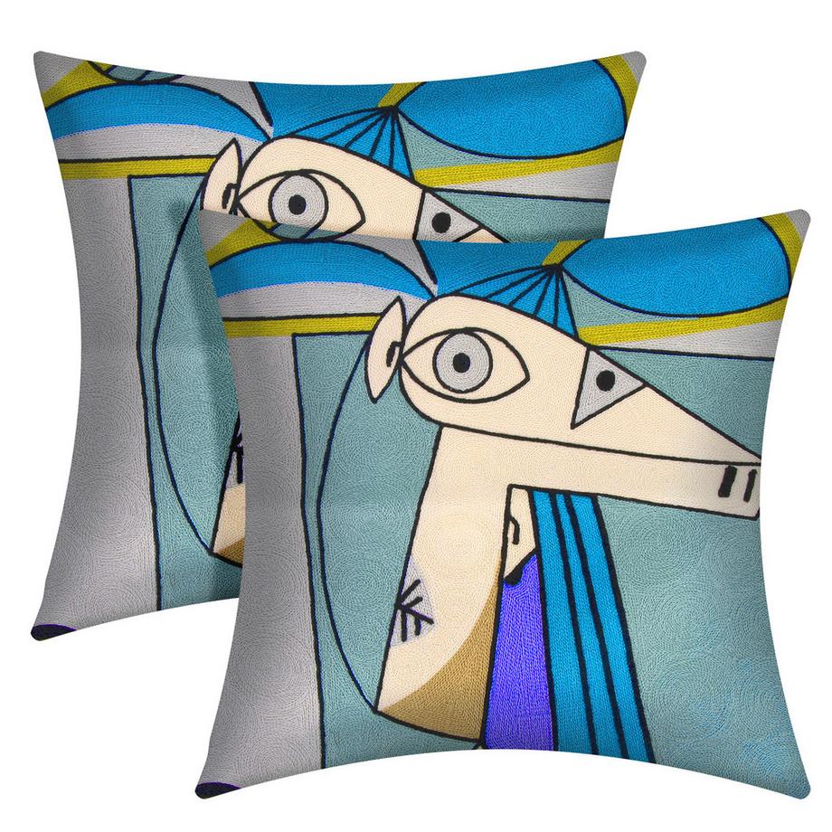 Avizar Lot 2 Housses de Coussin Art Aquarel  