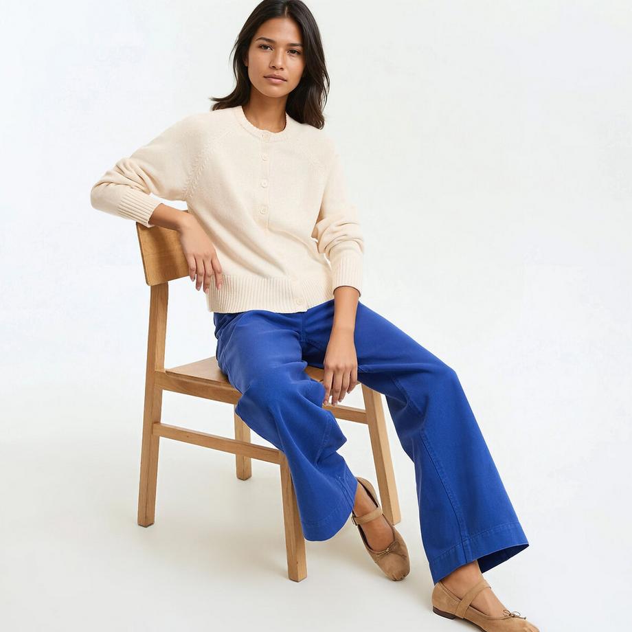 La Redoute Collections Cardigan Court Col Rond en Mélange Laine et Coton  