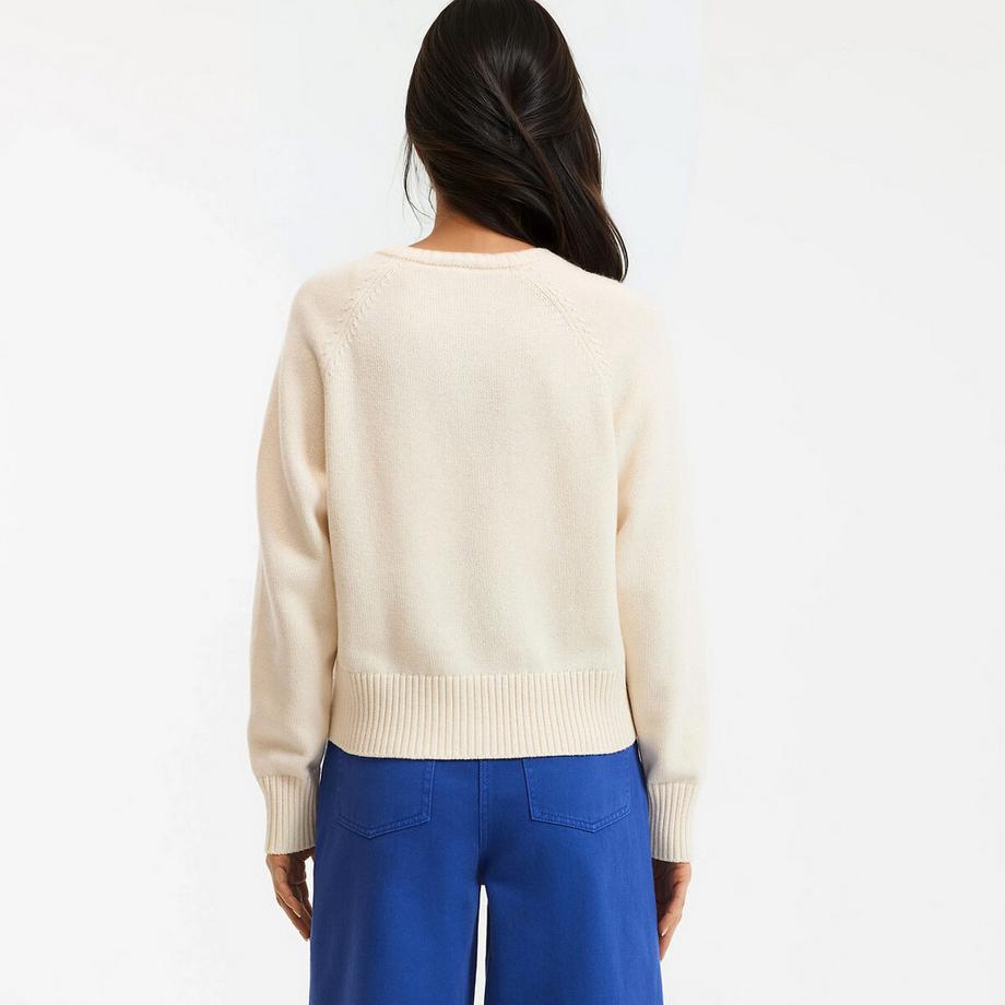 La Redoute Collections Cardigan Court Col Rond en Mélange Laine et Coton  