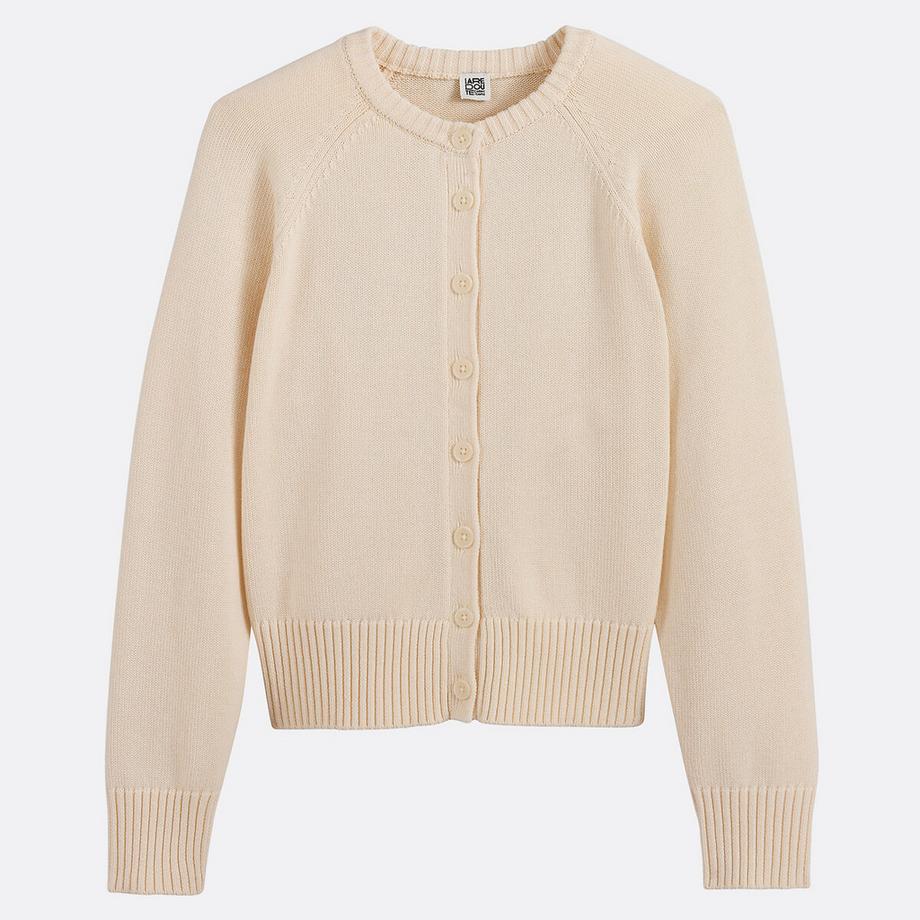 La Redoute Collections Cardigan Court Col Rond en Mélange Laine et Coton  