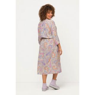 Ulla Popken  Kleid, Paisley, A-Linie, Stehkragen, 3/4-Arm 