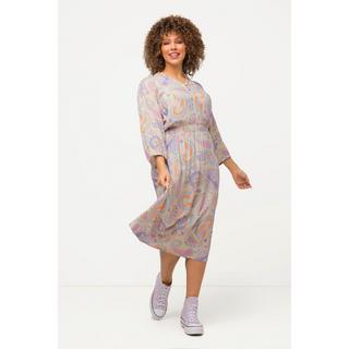 Ulla Popken  Kleid, Paisley, A-Linie, Stehkragen, 3/4-Arm 