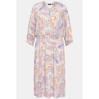 Ulla Popken  Robe trapèze à manches 3/4 et motif cachemire 