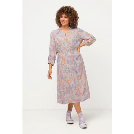 Ulla Popken  Kleid, Paisley, A-Linie, Stehkragen, 3/4-Arm 