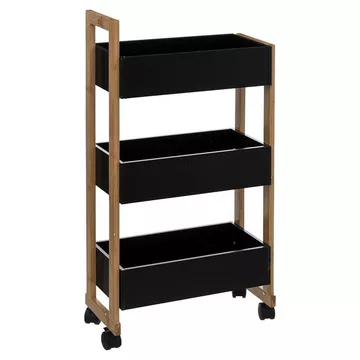 Trolley, Tre Scatole Portaoggetti - Legno / Nero