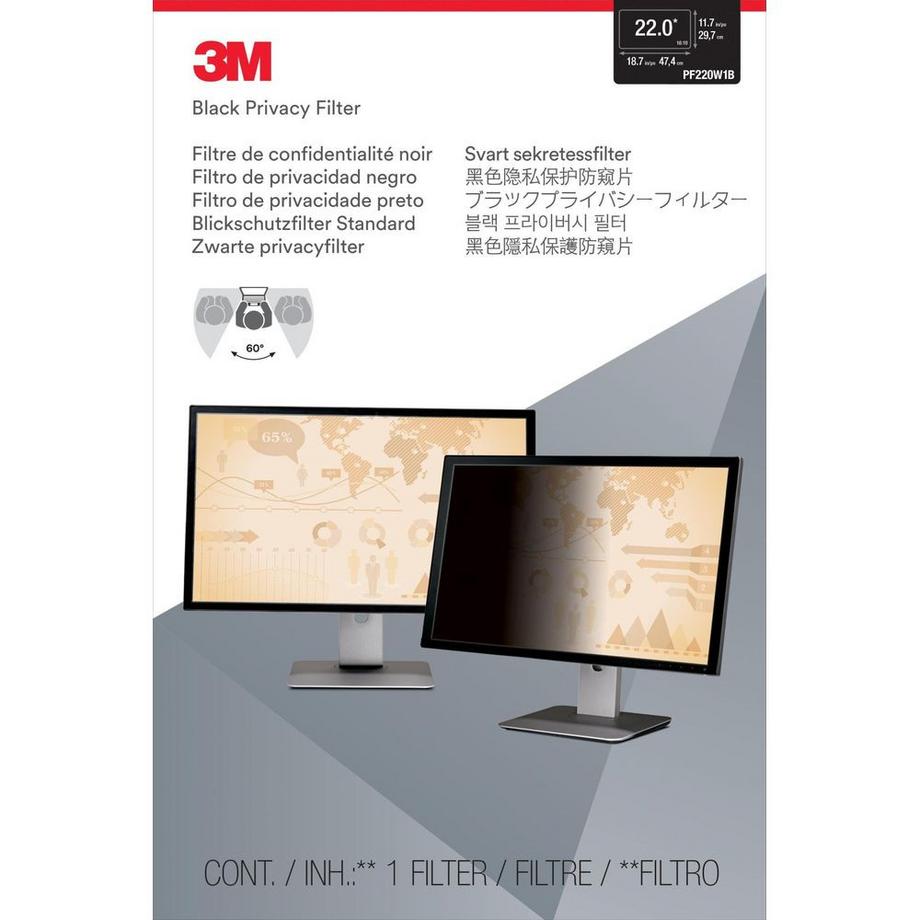 3M  PF22.0W Blickschutzfilter Standard für Desktops 55.9 cm Weit (entspricht 22.0″ Weit) 16:10 