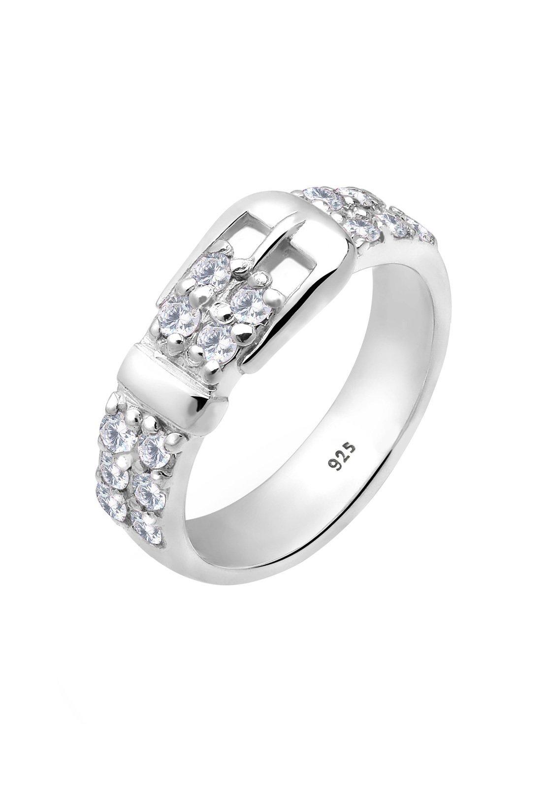 Image of Ring Gürtel Motiv Verspielt Mit Zirkonia Kristallen Damen Weiss 54mm