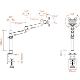 SpeaKa Professional  SuperSwivel Apple Monitorhalter, Tischmontage mit Grommet- und C-Klemme 