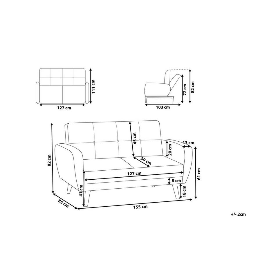 Beliani 2 Sitzer Sofa aus Stoff  FLORLI  
