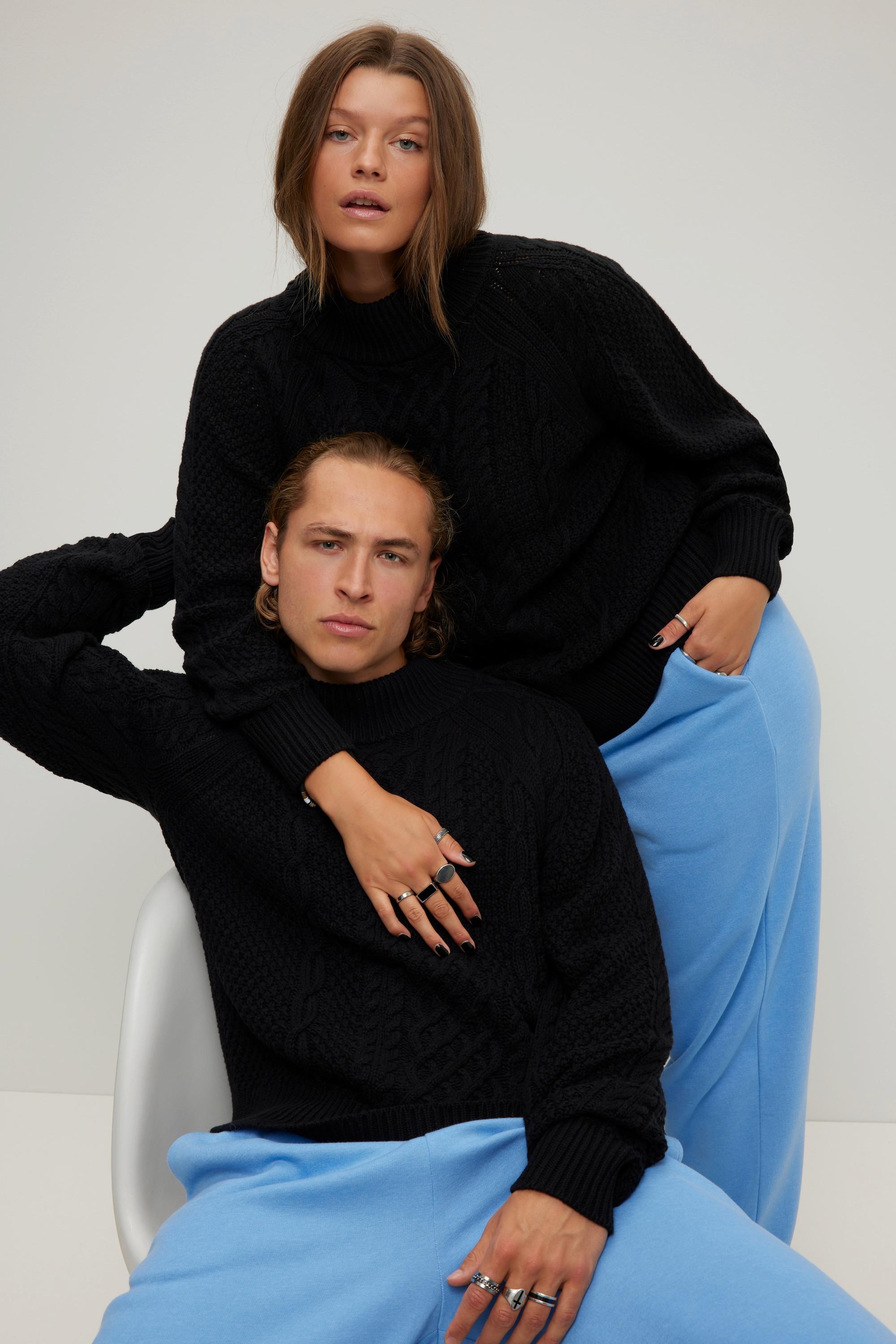 Studio Untold  Rollkragen-Pullover, oversized, Zopfmuster, Langarm, Unisex 