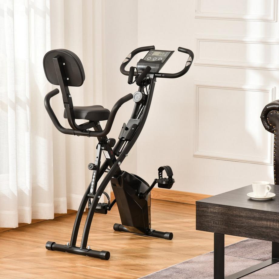 Northio  Cyclette 2 In 1 Cyclette Home Trainer Pieghevole Cyclette Con 8 Livelli Di Resistenza Magnetica Regolabile E 1 Paio Di Corde Di Tensione In Acciaio 