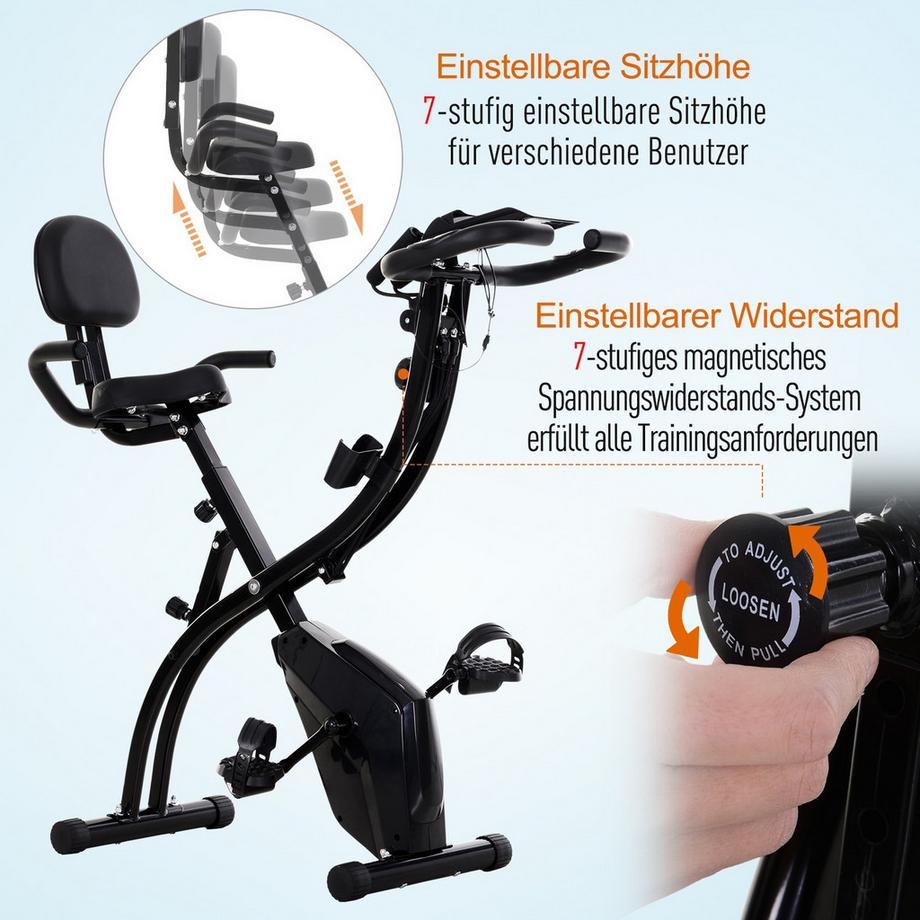 Northio  Cyclette 2 In 1 Cyclette Home Trainer Pieghevole Cyclette Con 8 Livelli Di Resistenza Magnetica Regolabile E 1 Paio Di Corde Di Tensione In Acciaio 