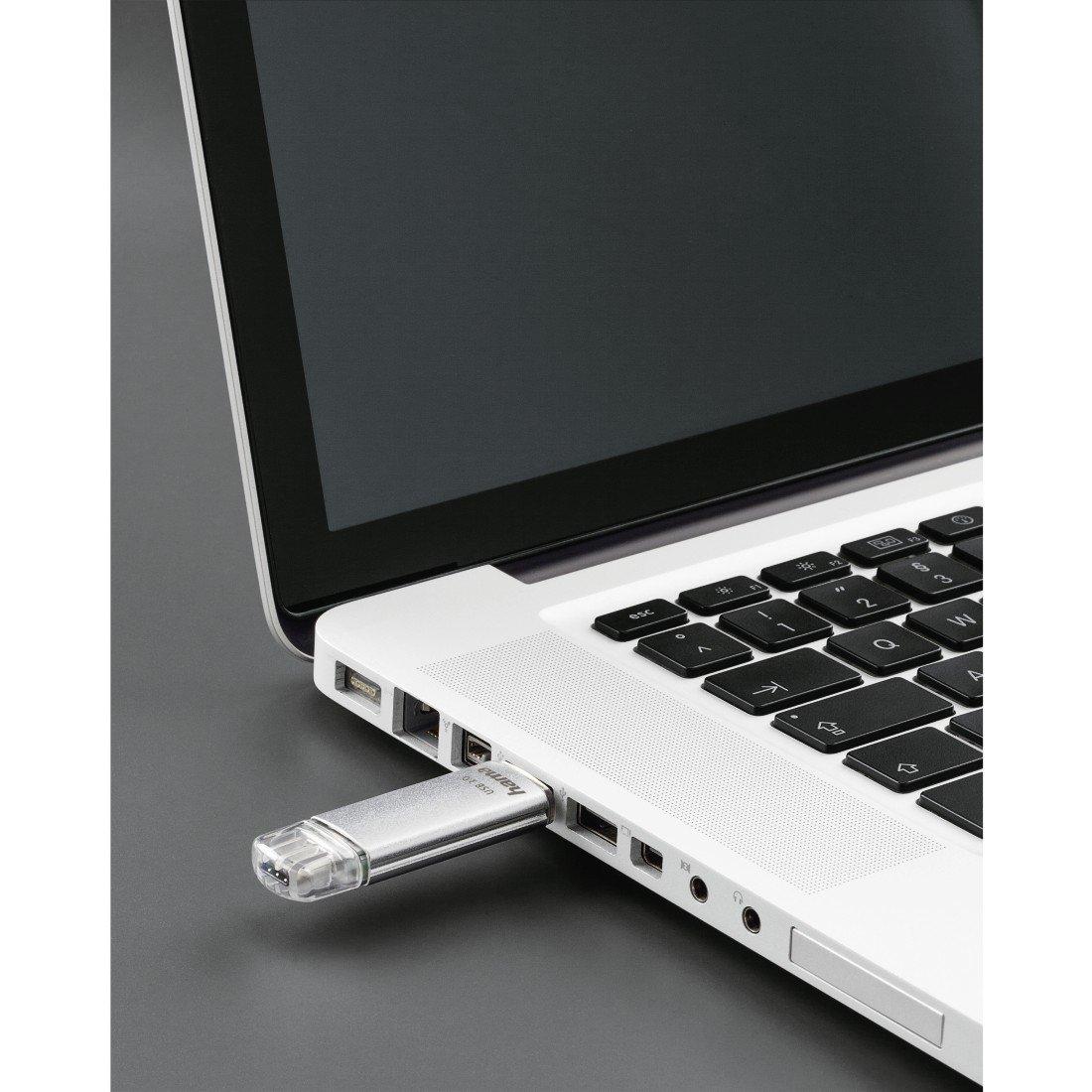 hama  C-Laeta - USB-Speicherstick, USB-C USB 3.1/USB 3.0, 128GB, 40 MB/s, Silber 